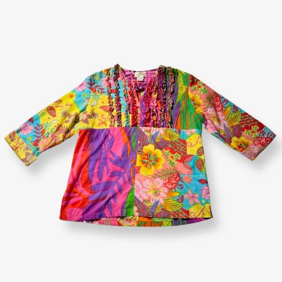 Vintage Sandy Starkman Colorful Floral Pullover Top Size Large - Picture 4 of 9